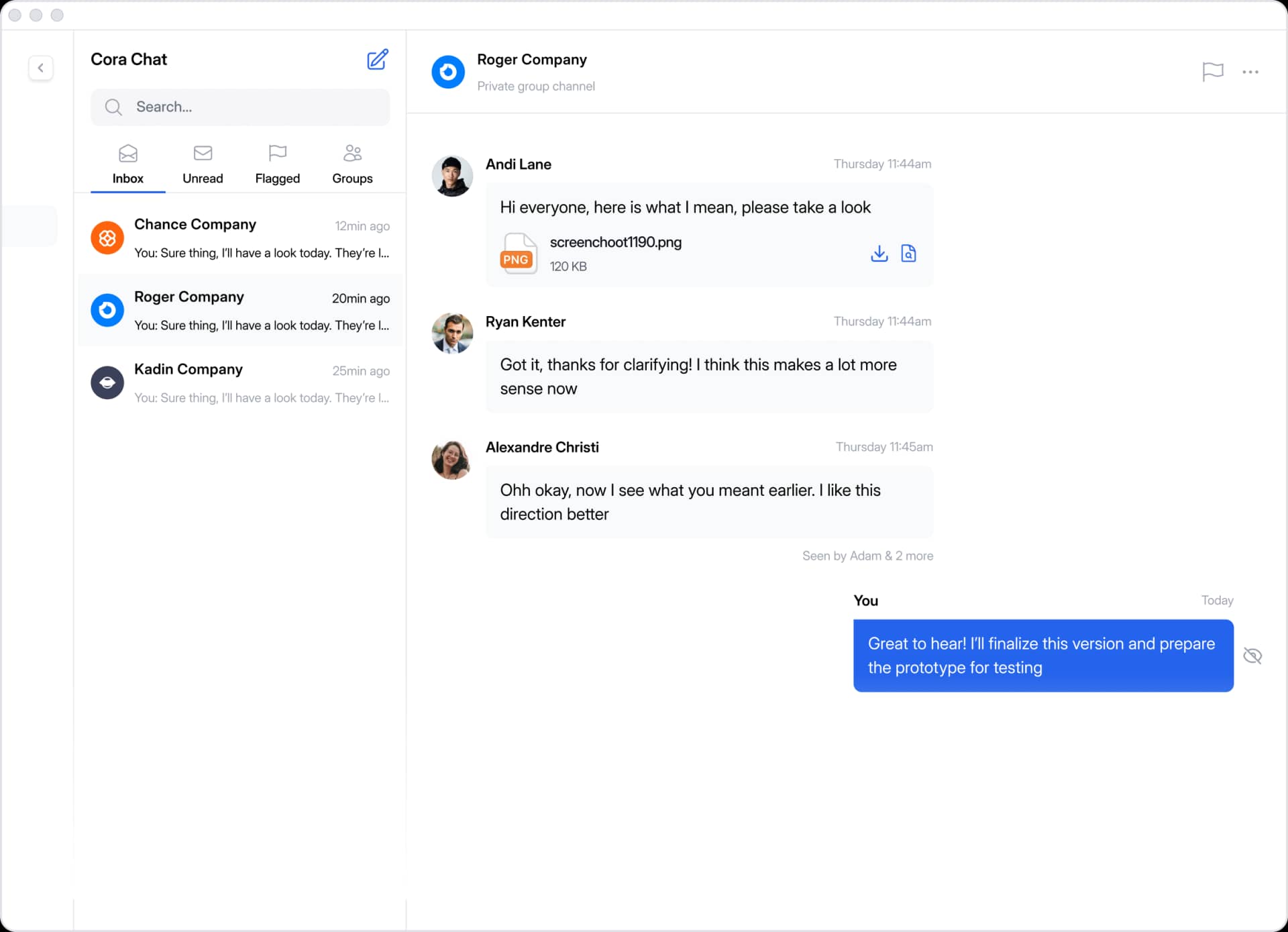 Cora Chat messaging